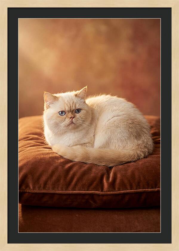 Persian Cat On Velvet Cushion