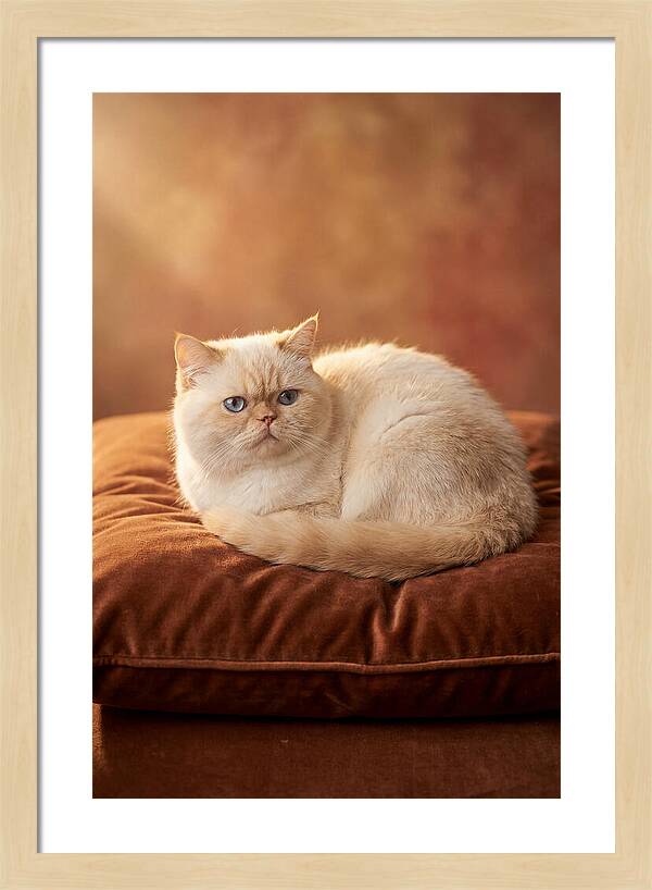 Persian Cat On Velvet Cushion
