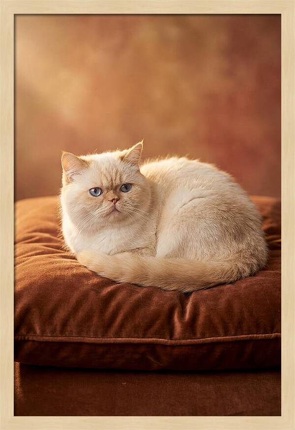 Persian Cat On Velvet Cushion