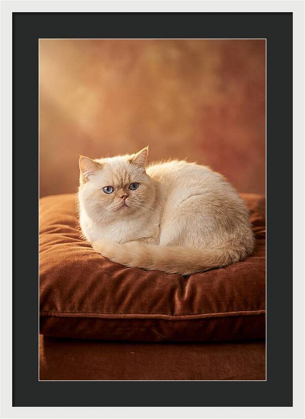 Persian Cat On Velvet Cushion