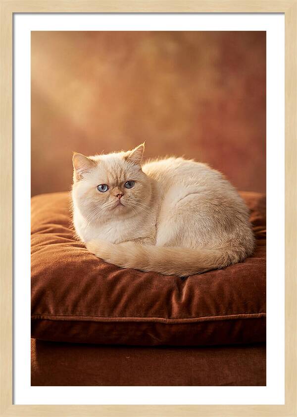 Persian Cat On Velvet Cushion