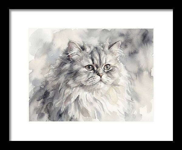 Persian Cat Watercolor Portrait