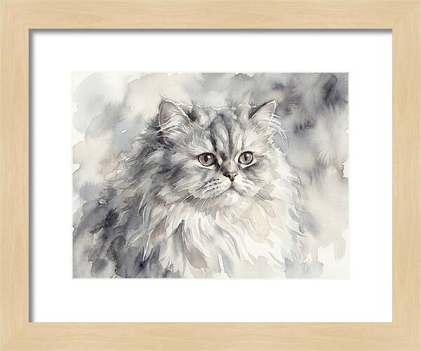 Persian Cat Watercolor Portrait