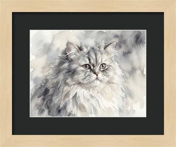 Persian Cat Watercolor Portrait