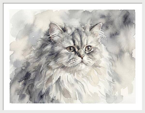 Persian Cat Watercolor Portrait