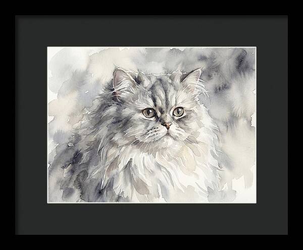 Persian Cat Watercolor Portrait