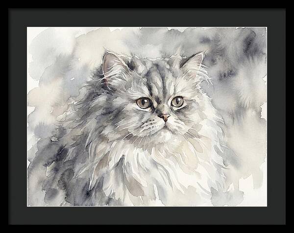 Persian Cat Watercolor Portrait