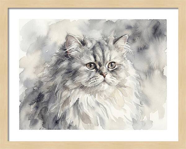 Persian Cat Watercolor Portrait