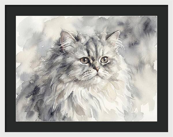 Persian Cat Watercolor Portrait