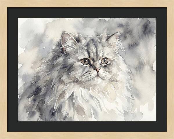 Persian Cat Watercolor Portrait