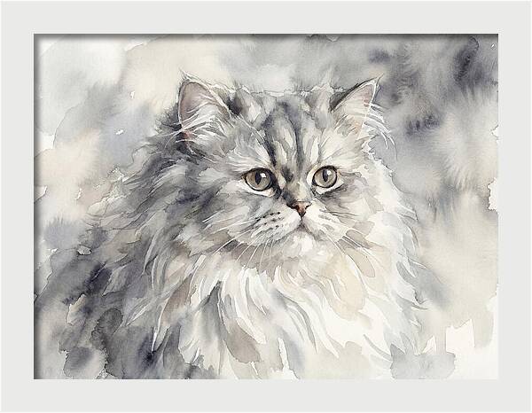 Persian Cat Watercolor Portrait