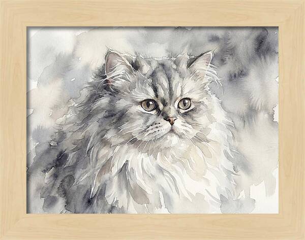 Persian Cat Watercolor Portrait