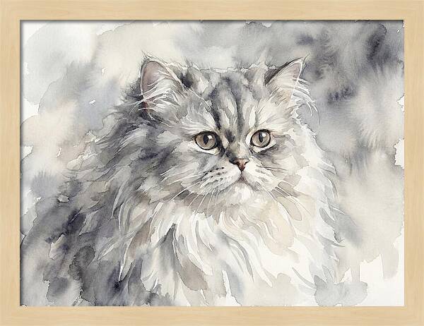 Persian Cat Watercolor Portrait