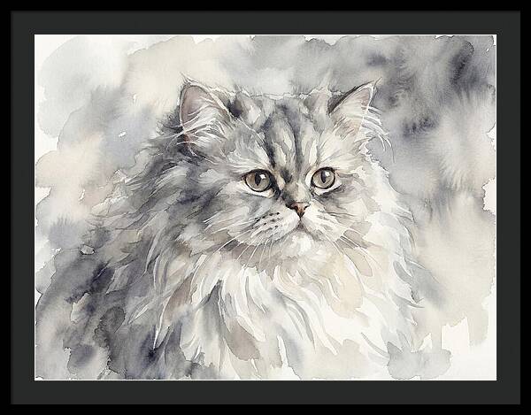 Persian Cat Watercolor Portrait