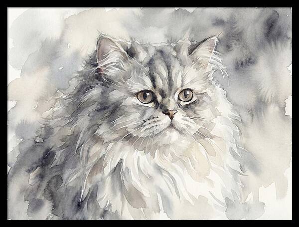 Persian Cat Watercolor Portrait