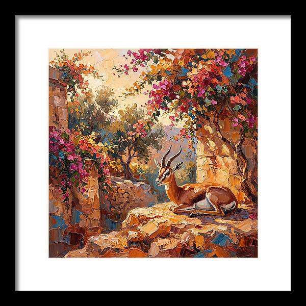 Persian Gazelle In Blooming Landscape