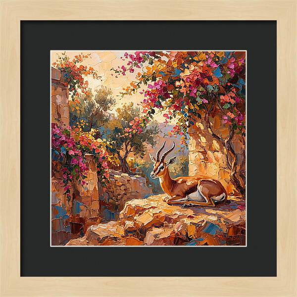 Persian Gazelle In Blooming Landscape