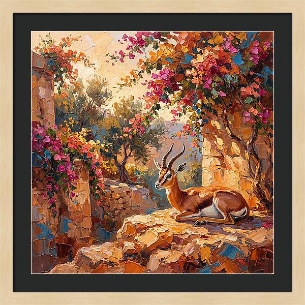 Persian Gazelle In Blooming Landscape