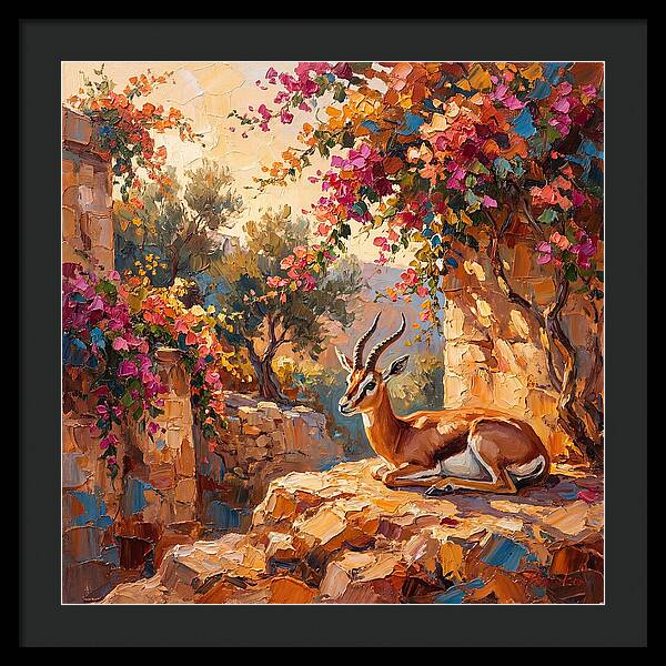 Persian Gazelle In Blooming Landscape