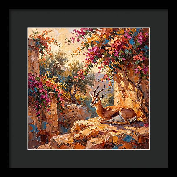 Persian Gazelle In Blooming Landscape