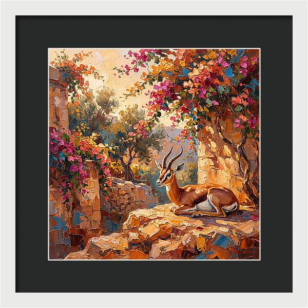 Persian Gazelle In Blooming Landscape