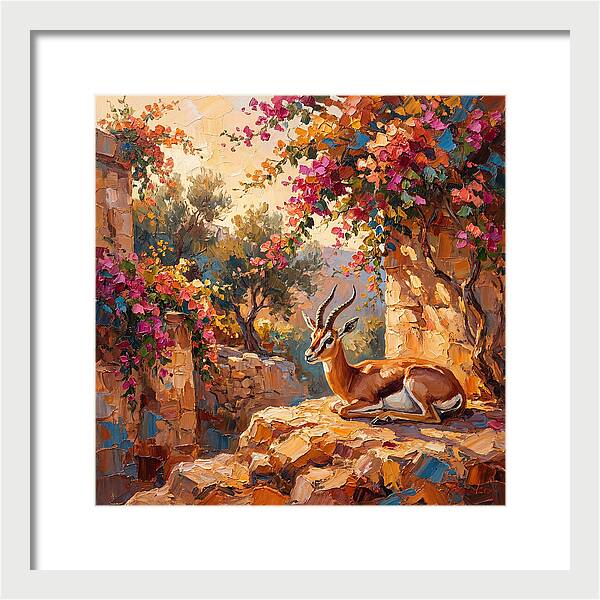 Persian Gazelle In Blooming Landscape