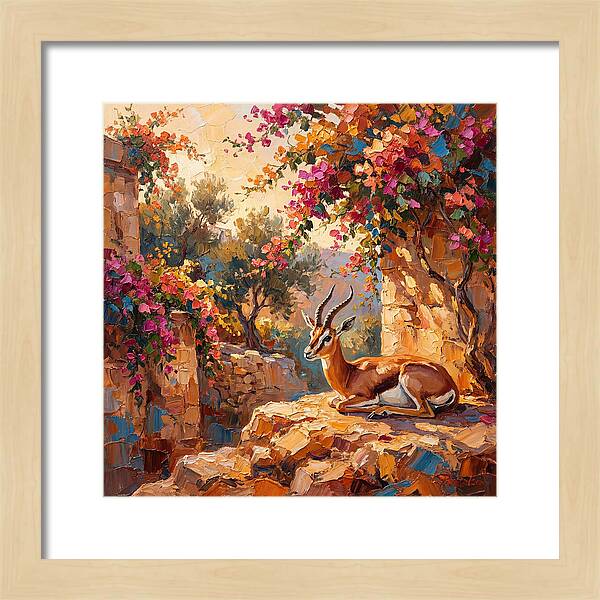 Persian Gazelle In Blooming Landscape