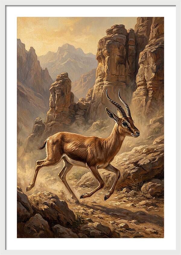 Persian Gazelle In Motion