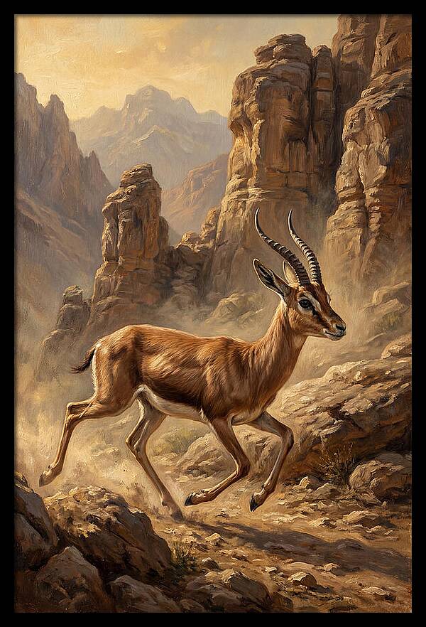 Persian Gazelle In Motion
