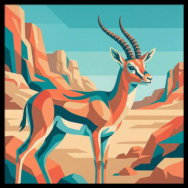 Persian Gazelle In Vibrant Landscape