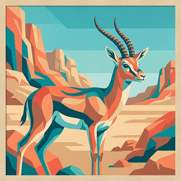 Persian Gazelle In Vibrant Landscape