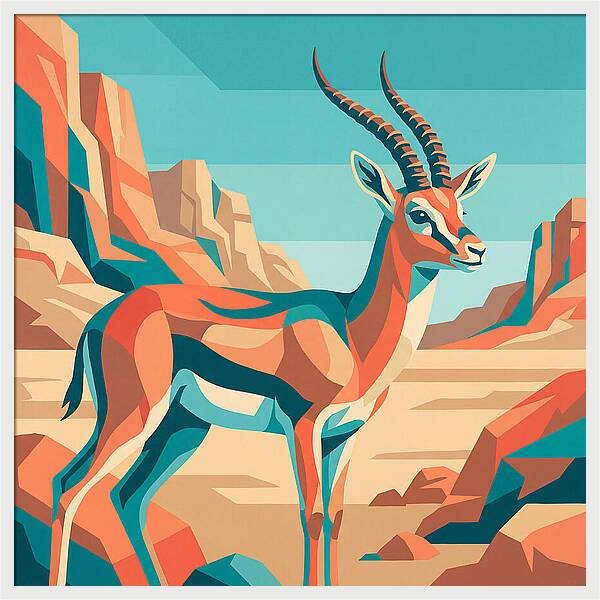 Persian Gazelle In Vibrant Landscape