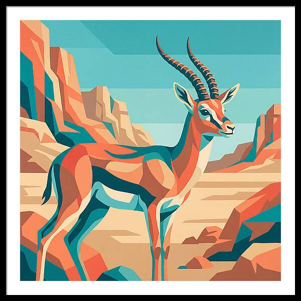 Persian Gazelle In Vibrant Landscape