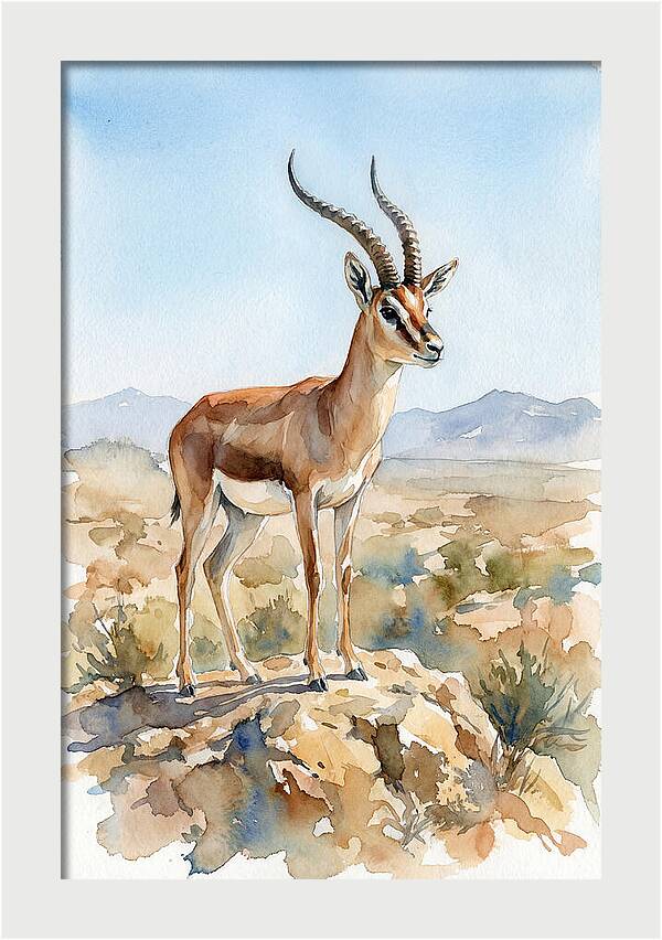 Persian Gazelle In Watercolor