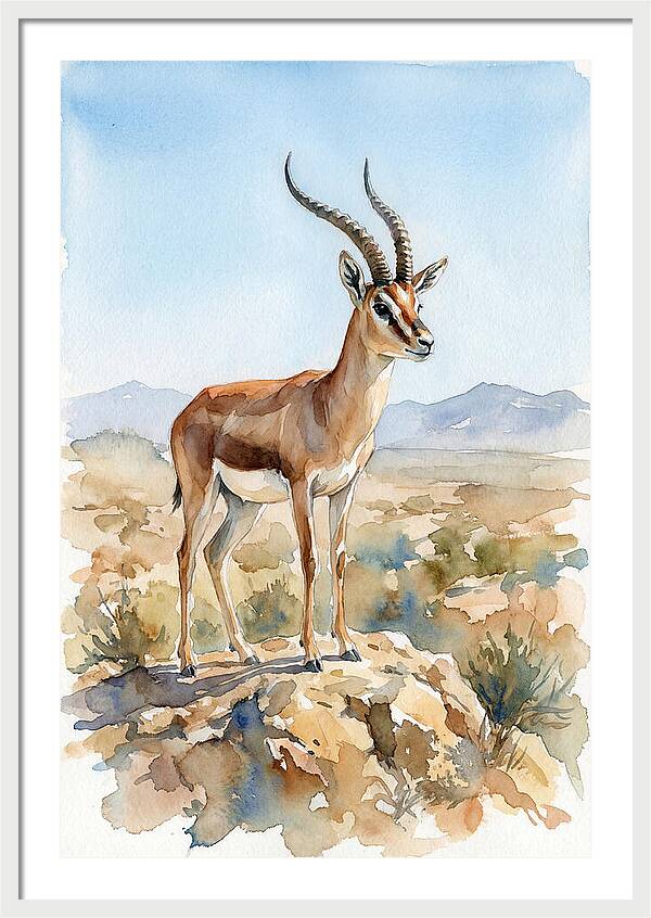 Persian Gazelle In Watercolor