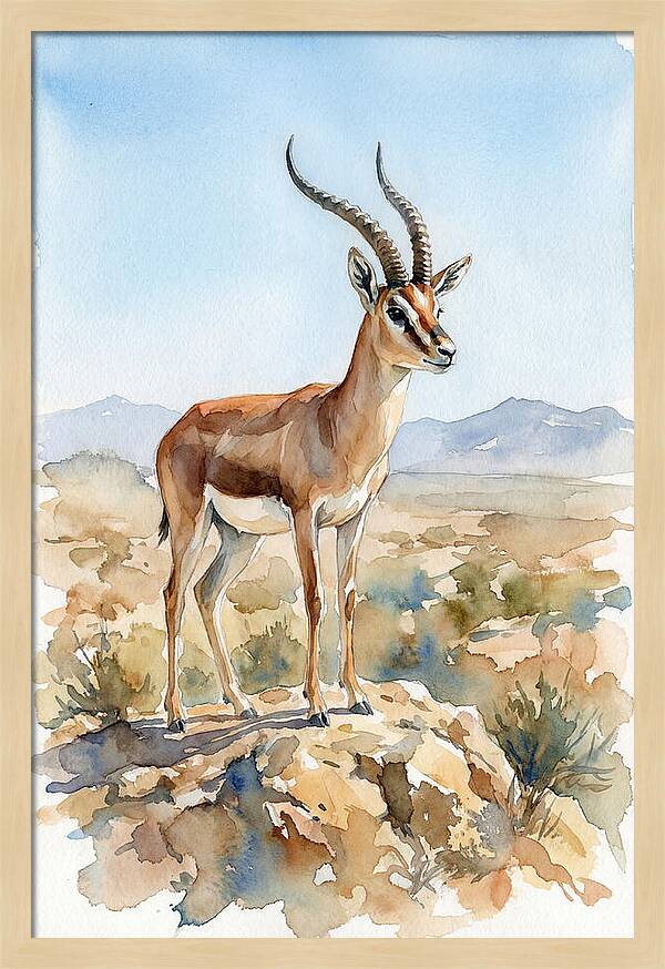 Persian Gazelle In Watercolor