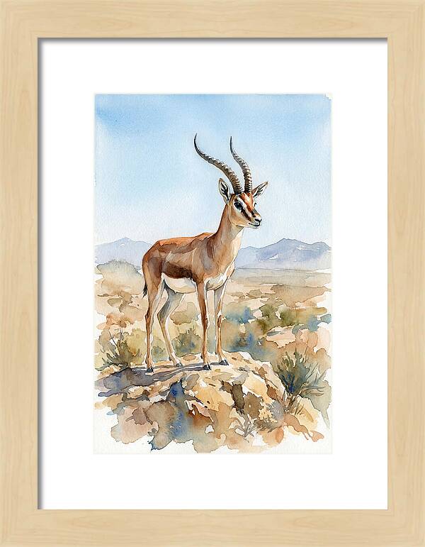Persian Gazelle In Watercolor