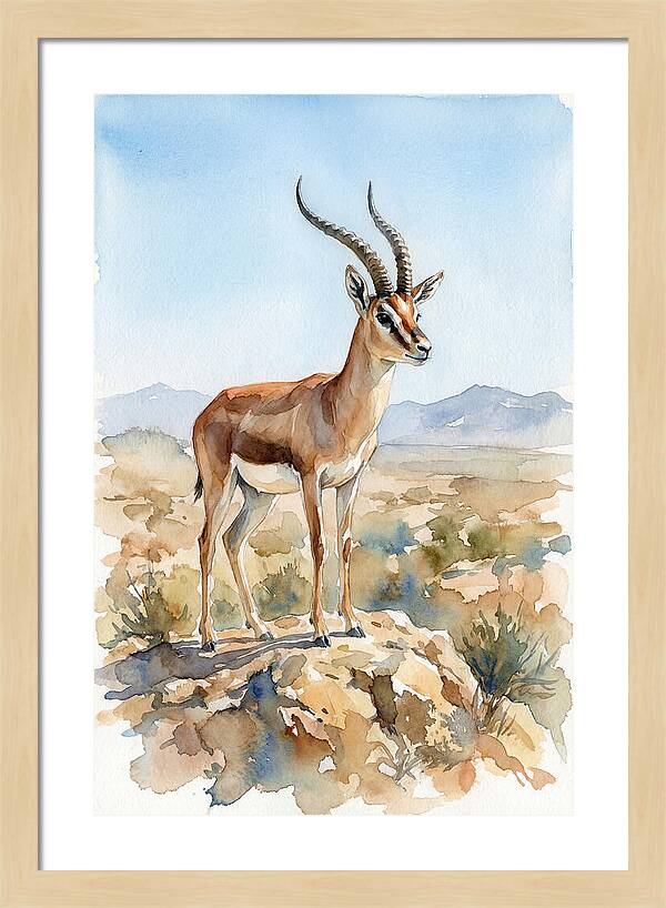 Persian Gazelle In Watercolor