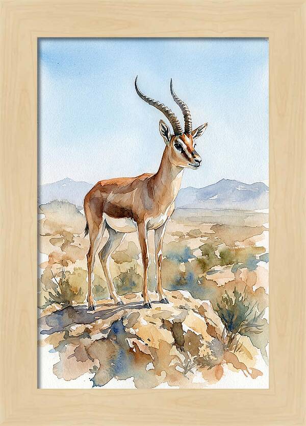 Persian Gazelle In Watercolor