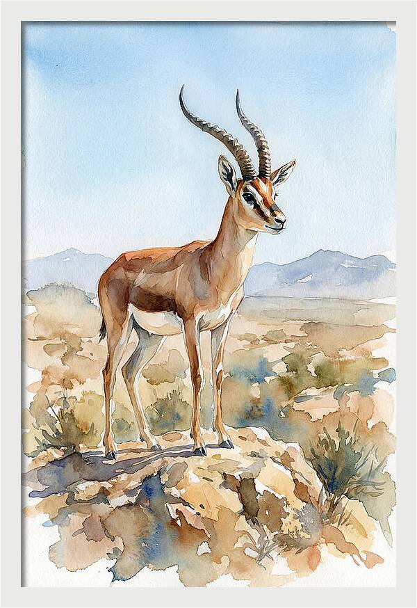 Persian Gazelle In Watercolor