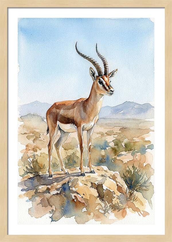 Persian Gazelle In Watercolor