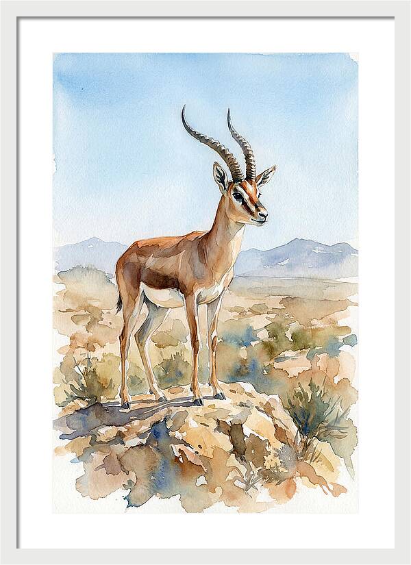 Persian Gazelle In Watercolor