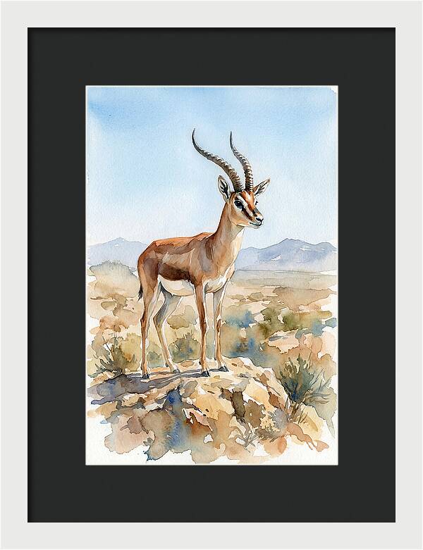 Persian Gazelle In Watercolor