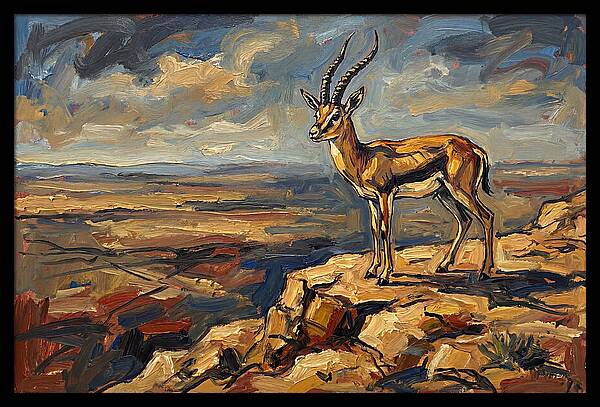 Persian Gazelle On A Cliff