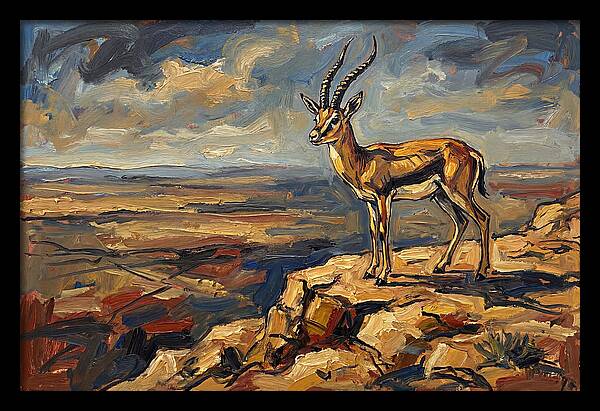 Persian Gazelle On A Cliff