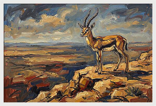 Persian Gazelle On A Cliff