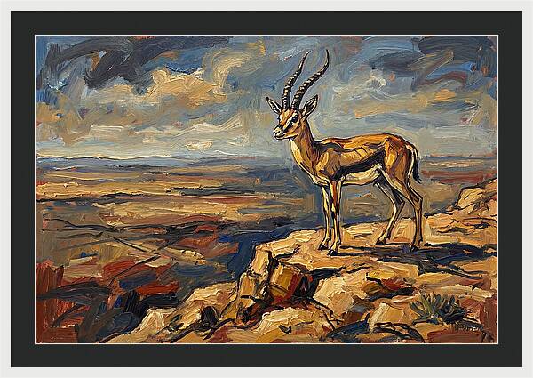 Persian Gazelle On A Cliff