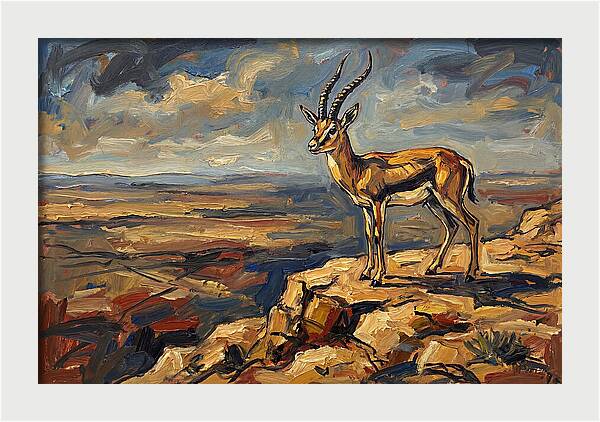 Persian Gazelle On A Cliff