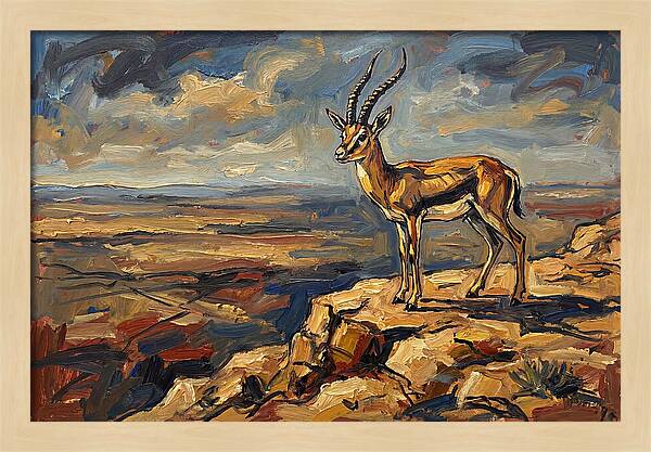 Persian Gazelle On A Cliff