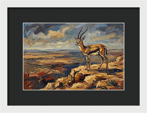 Persian Gazelle On A Cliff